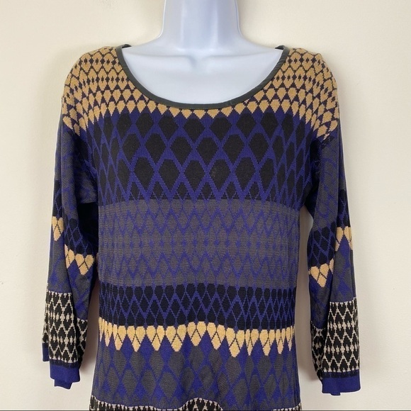 LAUNDRY by SHELLI SEGAL Multicolor Abstract Knit Dress Size Small Lined Cocktail - Picture 2 of 9